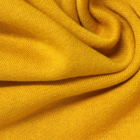 Brushed Polyester Cotton French Terry Fabric, 250 gsm, 180 cm — Yellow