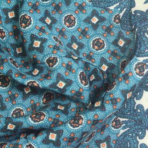 Teal Geometric Poplin, Viscose
