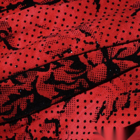 Black Floral Knit, Polyester, 220 gsm