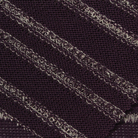 Light Grey Horizontal-Stripe Chunky Knit, Viscose, 205 gsm