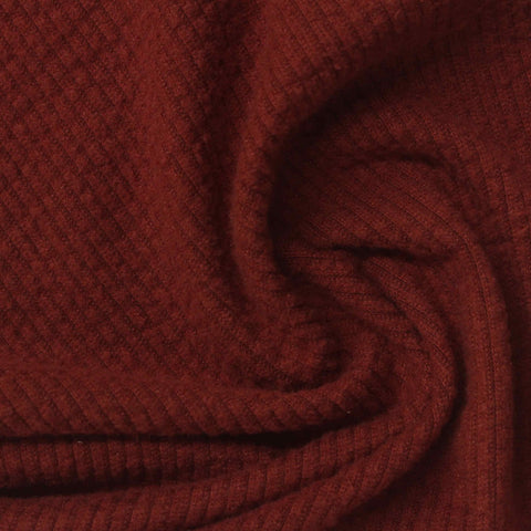 Deep Red Ribbed Knit Corduroy, Polyester