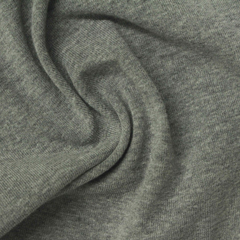 Heather Grey Marl Rib Knit, Cotton-Poly, 215 gsm