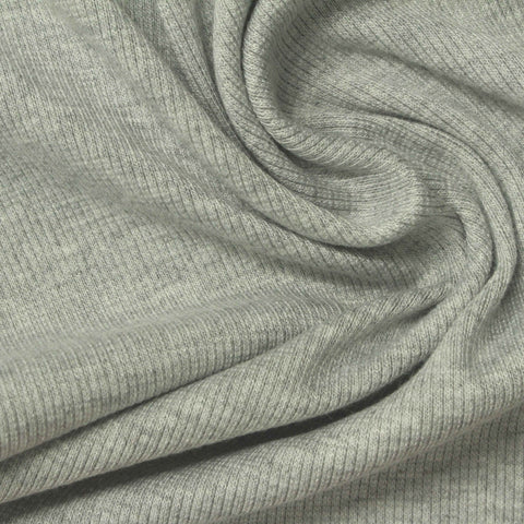 Grey Marl Rib Knit, Poly-Viscose, 335 gsm