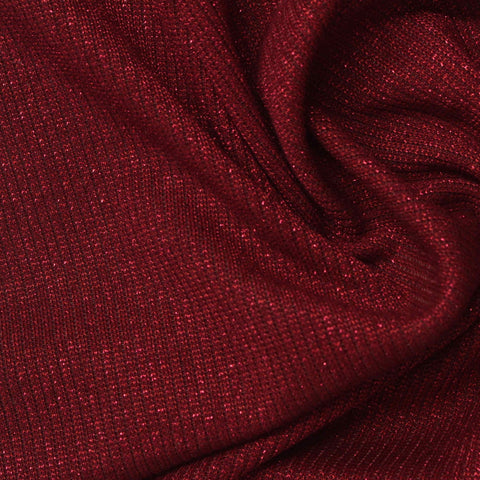 Red Marl Rib Knit, Viscose-Poly, 185 gsm