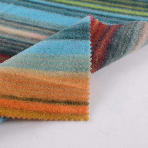 Blue Horizontal-Stripe Knit, Polyester, 190 gsm