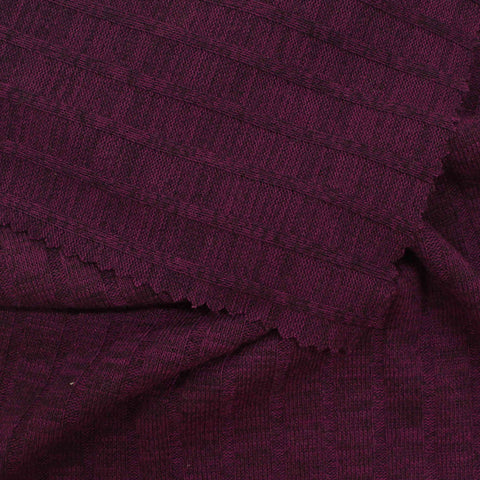 Deep Plum Marl Rib Knit, Polyester