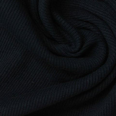 Black Rib Knit, Poly-Cotton