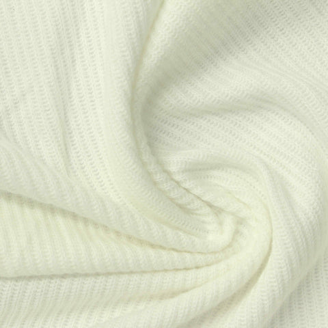 Off-White Ribbed Rib Knit, Cotton-Poly