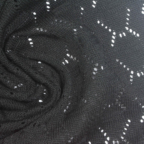 Black Openwork-Diamond Jacquard, Poly-Viscose