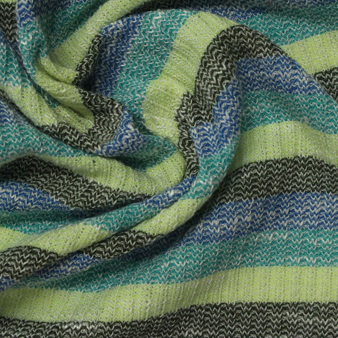 Lime Horizontal-Stripe Rib Knit, Viscose-Poly