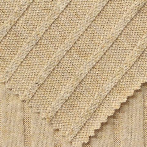 Khaki Heather Rib Knit, Poly-Viscose