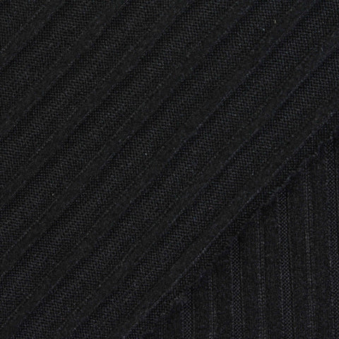 Black Vertical-Stripe Rib Knit, Polyester, 270 gsm