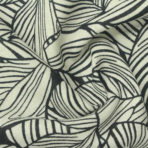 Black Leaf Woven, Linen-Viscose