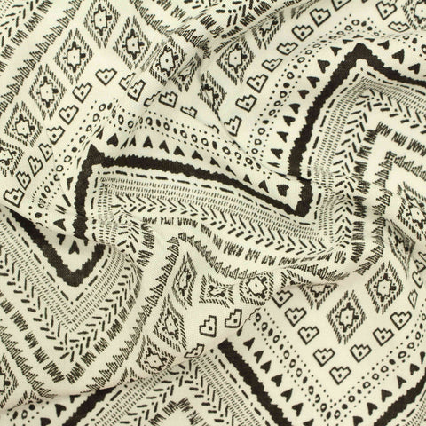 Black Geometric-Zigzag Woven, Viscose