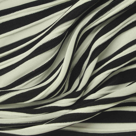 Black Stripes Jersey Knit, Polyester, 260 gsm