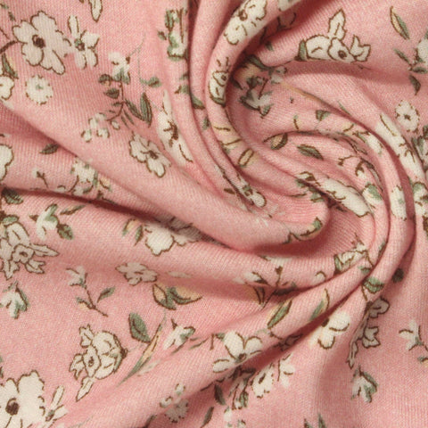 Cream Floral Rib Knit, Cotton