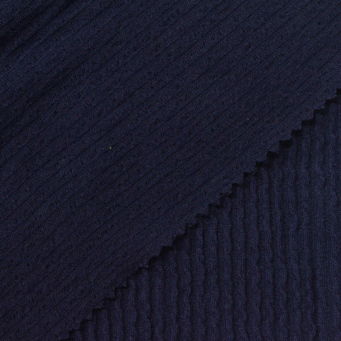 Polyester Viscose Stretch Jersey Knit Fabric, 208 gsm, 144 cm — Navy
