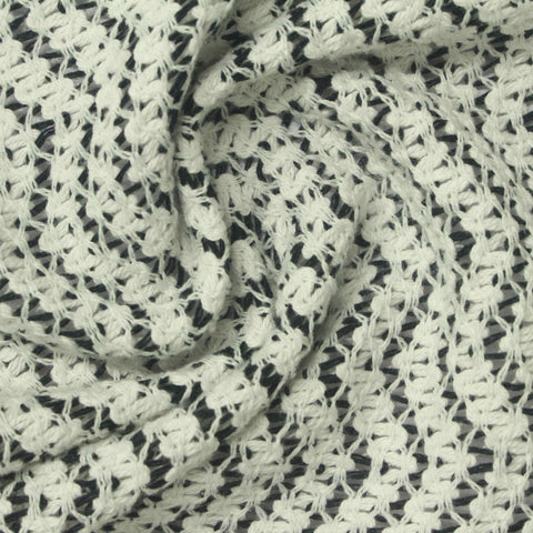 Cream Geometric Warp Knit, Poly-Cotton