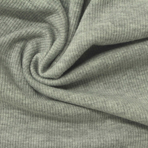 Grey Heather Rib Knit, Poly-Viscose, 258 gsm