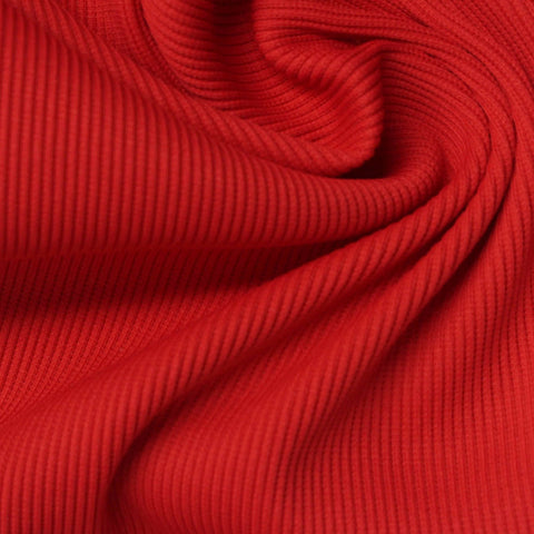 Polyester Stretch Rib Knit Fabric, 380 gsm, 120 cm — Red