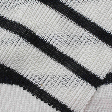Black Horizontal-Stripe Rib Knit, Polyester, 220 gsm