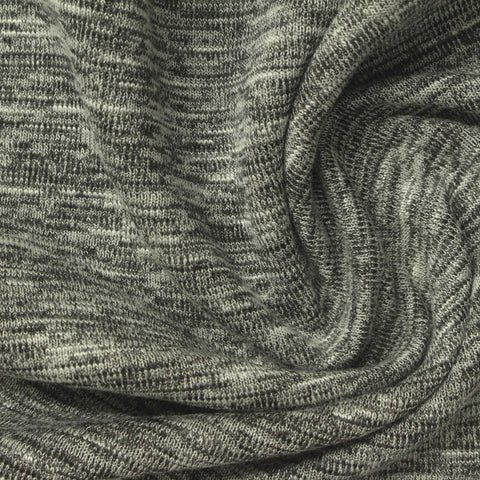 Heather Grey Marl Interlock Knit, Viscose-Poly