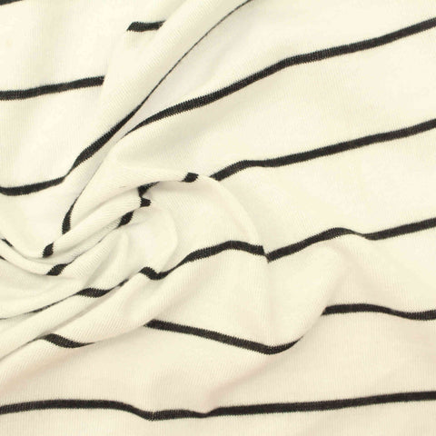 Black Horizontal-Stripe Knit, Poly-Viscose, 146 gsm