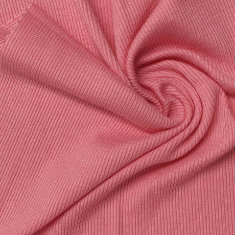 Viscose Stretch Rib Knit Fabric, 260 gsm, 130 cm — Pink
