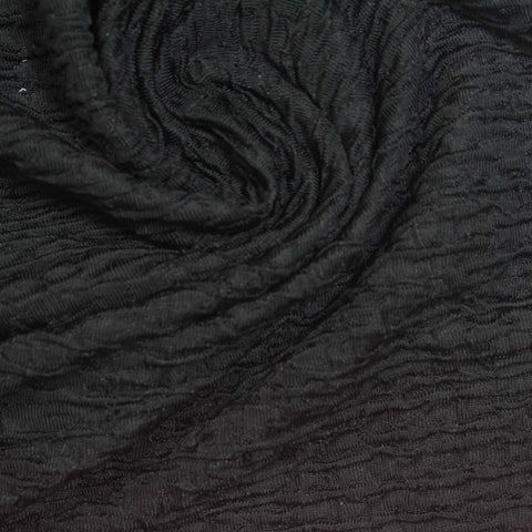 Jacquard Polyester Stretch Knit Fabric, 250 gsm, 158 cm — Black