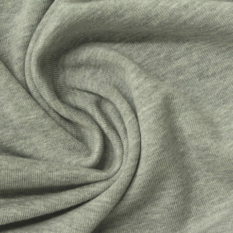 Light Grey Heathered-Marl Rib Knit, Poly-Cotton, 240 gsm