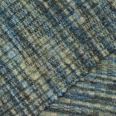 Blue Marl Rib Knit, Polyester, 270 gsm