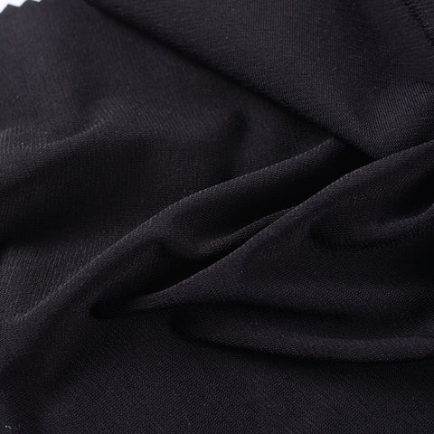 Polyester Stretch Linen-Look Fabric, 174 gsm, 165 cm — Black
