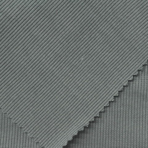 Grey Ribbed Rib Knit, Poly-Cotton