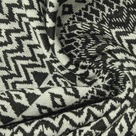 Black Geometric-Zigzag Jacquard, Polyester, 237 gsm