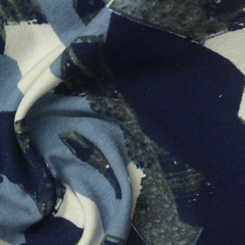 Blue Abstract French Terry, Cotton