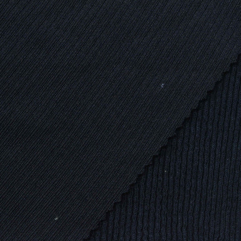 Polyester Viscose Rib Knit Fabric, 290 gsm, 140 cm — Navy