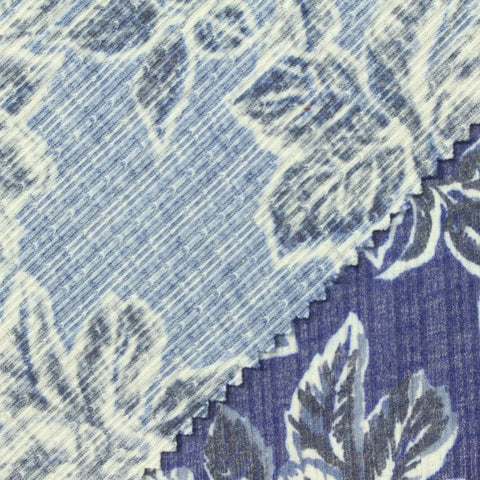 Blue Floral Rib Knit, Poly-Viscose