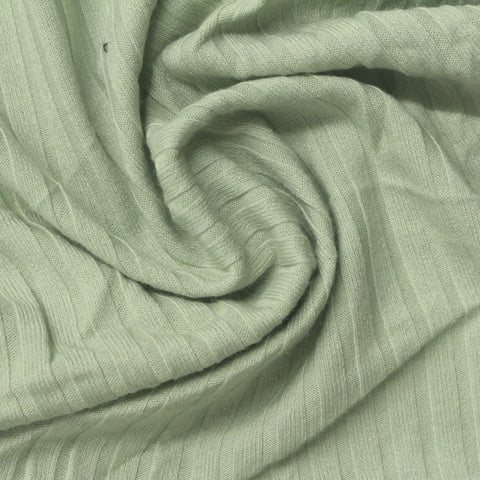 Polyester Viscose Stretch Rib Knit Fabric, 250 gsm, 163 cm — Green