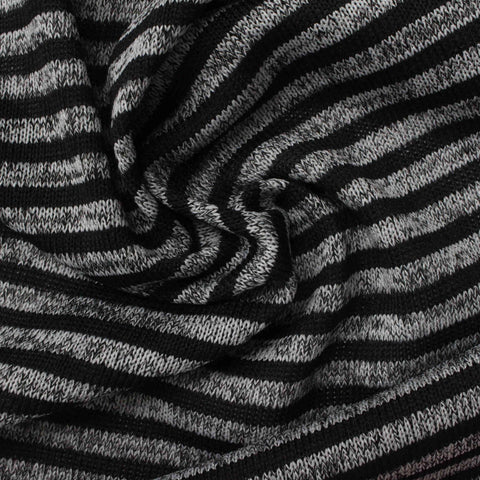 Black Horizontal-Stripe Knit, Polyester, 163 gsm