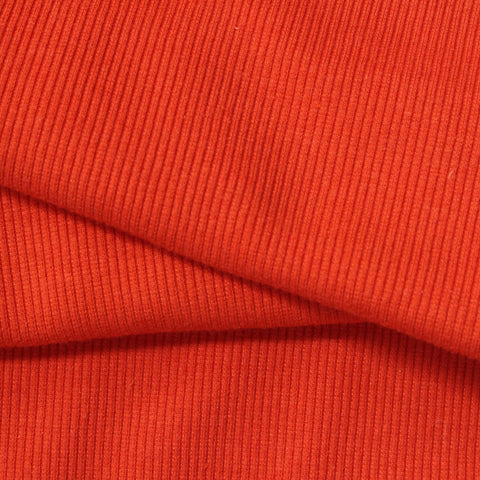 Cotton Polyester Stretch Rib Knit Fabric, 330 gsm, 118 cm — Red