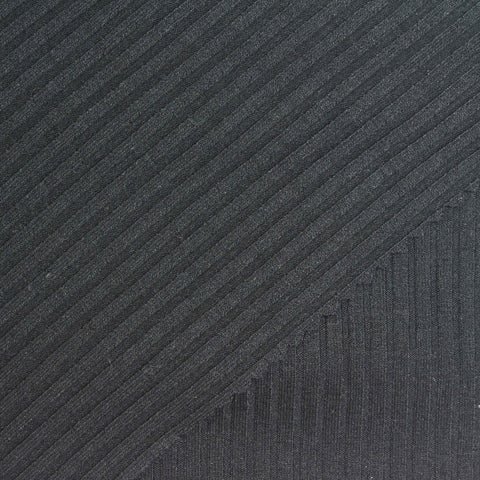 Dark Grey Ribbed Rib Knit, Poly-Viscose