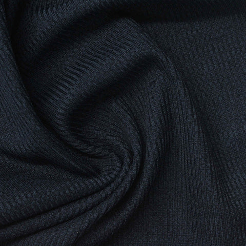 Polyester Stretch Rib Knit Fabric, 240 gsm, 173 cm — Navy