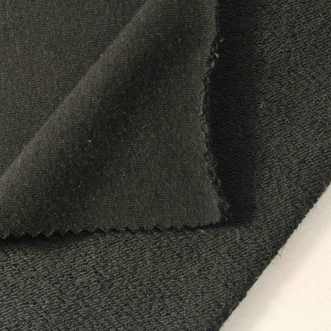 Cotton Modal French Terry Fabric, 324 gsm, 153 cm — Black