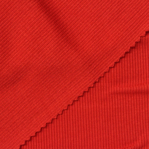 Viscose Stretch Rib Knit Fabric, 240 gsm, 160 cm — Red