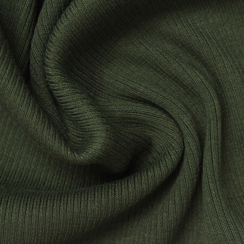 Cotton Polyester Stretch Rib Knit Fabric, 425 gsm, 125 cm — Green