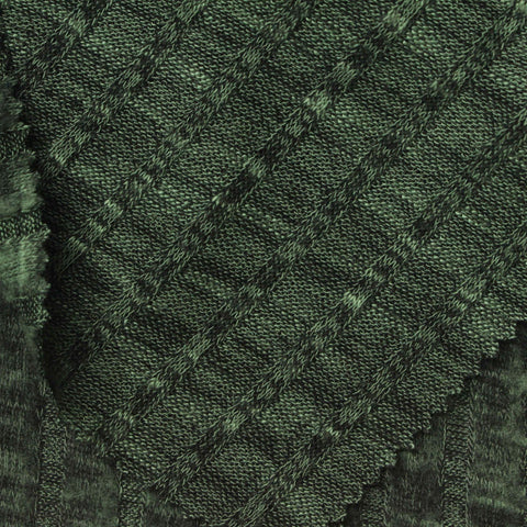 Dark Green Marl Rib Knit, Viscose-Poly