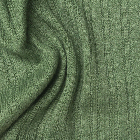 Jacquard Polyester Viscose Blend Rib Knit Fabric, 360 gsm, 160 cm — Green