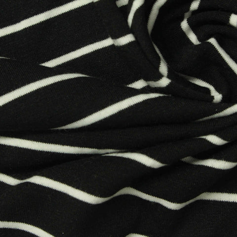 Black Horizontal-Stripe Knit, Viscose, 190 gsm