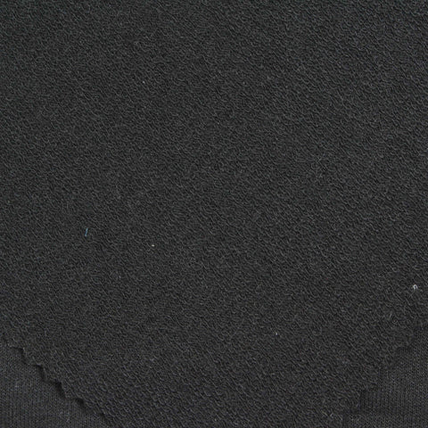Polyester Viscose Stretch French Terry Fabric, 170 gsm — Black