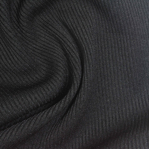 Polyester Stretch Rib Knit Fabric, 360 gsm, 120 cm — Black